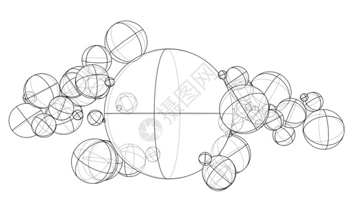 六学体抽象轮廓领域概念 韦克托图学行星网格素描全球插图矢量条纹网络地球设计图片