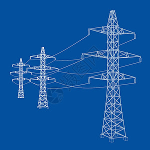 电塔或电塔概念 韦克托技术力量草图通讯城市电力电压电报电缆框架图片