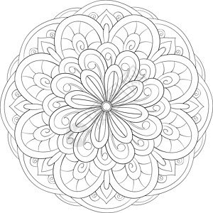 圆形花瓣白色的曼荼罗高清图片