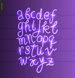 紫色霓虹灯字体插画