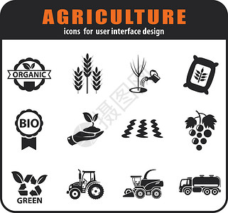 农业图标 se收割机认证幼苗牛奶卡车小麦燕麦粮食生态产品背景图片