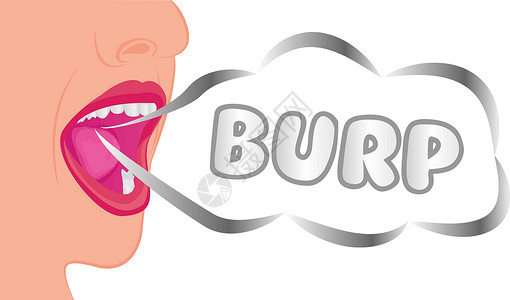 嘴里打个嗝疾病症状空气气味消化系统肠胃气体消化寄生虫胃炎插画