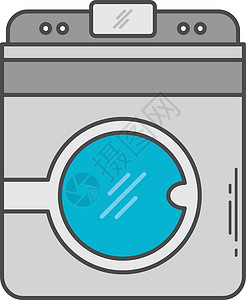 洗衣洗衣机涂鸦矢量图标 ar衣服卡通片机器艺术背景图片