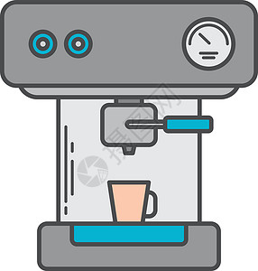 咖啡机浓缩咖啡机涂鸦矢量艺术 ico机器拿铁混合器咖啡研磨卡通片背景图片