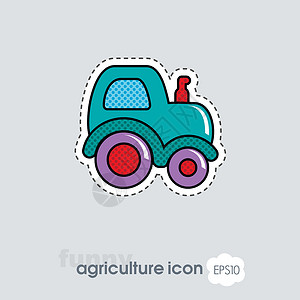 拖拉机图标 农机农场机械农民场地插图农业乡村机器车辆收获背景图片