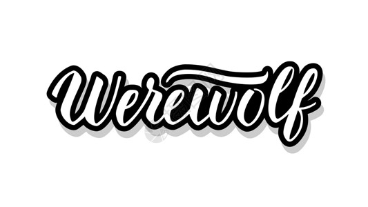 字体白模用于您设计插图概念的狼人书法模板文本 白孤立背景上的手写字母标题矢量单页文字( Witherwolf)设计图片
