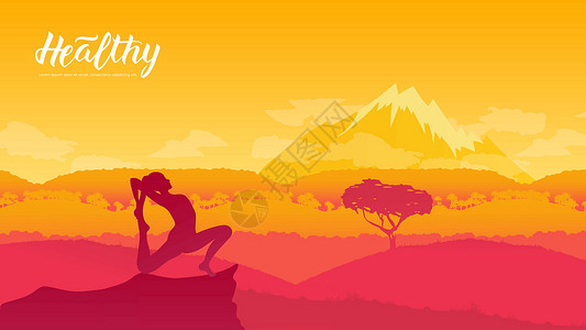 印度悬崖燕子在被大自然包围的山顶上进行瑜伽练习冥想训练问候祷告女孩姿势女士岩石生态保健设计图片