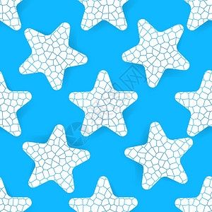 简单星星图案程式化的海星图案 简单的扁平风格 水下生活和海洋海滩主题矢量无缝背景 海星 海洋风格的表面设计插画