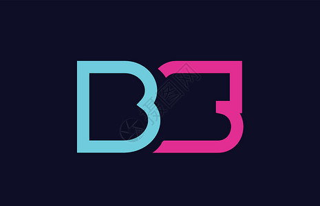 粉色字母V插图BS BS 蓝色粉红色多彩字母表字母标志组合插画