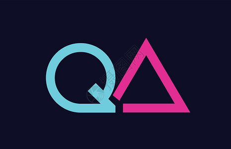 粉色标志Qa Qa 蓝色粉红色多彩字母表字母标志组合插画