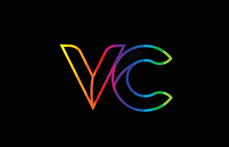 VC咀嚼片彩虹色彩色多彩字母表字母 vc vc 标志 combi插画