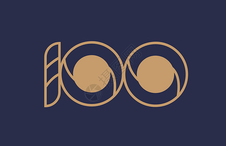 棕色蓝线100号标志公司图标设计背景图片