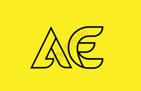 黄色黑线字母表字母 AE AE 标志组合公司背景图片