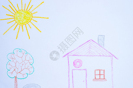太阳儿童画和岩石在白皮书上的儿童画 幼儿园年龄图太阳插图白色红色家庭蓝色学校彩虹学习孩子背景