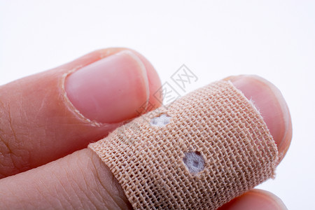 白绷带中的指头手指伤害伤口背景图片