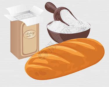 纸袋装小苏打和面包面包插画