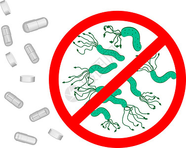 幽门螺旋杆菌感染停止双电示讯号插画