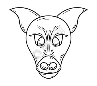 黑白猪猪头动物插图草图哺乳动物绘画快乐微笑食物宠物铅笔手绘设计图片