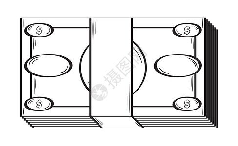 与美元符号的纸币艺术绘画涂鸦财富铅笔插图草图卡通片金融货币背景图片
