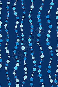 漂浮蓝色珠子带圆点的波浪线条纹波浪状珠子圆圈海浪打印风格织物艺术包装蓝色插画