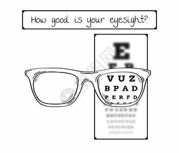 眼科医生眼睛测试的 snellen 图表  锐利和模糊光学白色眼科眼镜疾病验光保健验光师放大镜考试设计图片
