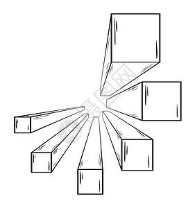 抽象 3D 立方体白色铅笔草图墨水插图控制板艺术绘画黑色手绘背景图片