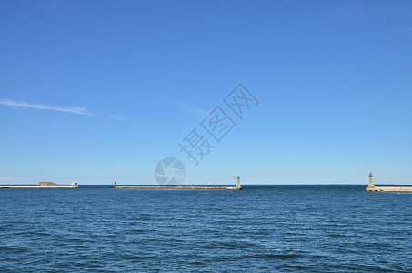 海港海洋海岸海景天空地平线蓝色港口背景图片