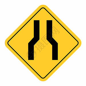 变窄窄路标志驾驶正方形路口车辆插图车道标签街道曲线危险插画