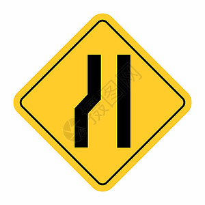 变窄窄路标志危险标签街道速度交通障碍曲线运输车辆驾驶插画