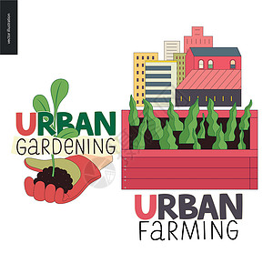 以植物为基础城市农耕和园艺标志设计图片