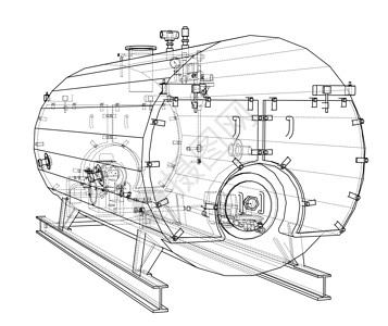 工业锅炉大纲  3 的矢量渲染植物模型阀门管子插图蓝图配件3d龙头技术插画
