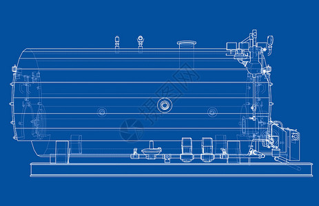 工业锅炉大纲  3 的矢量渲染设施压力化学品配件技术工程工厂力量管子绘画插画