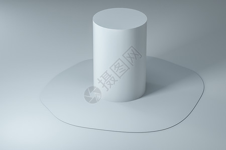 3D 转化 创意熔化几何和白色背景流动艺术场景水晶阴影圆柱液体房间插图渲染背景图片
