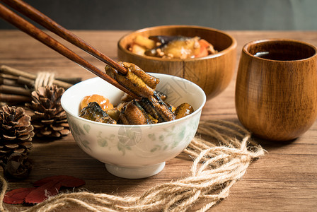 伟栗子油炸 无鱼 自制食物膳食鳗鱼烹饪炒菜美食美味午餐餐厅传统背景