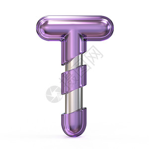 紫宝石金属芯字体LETTER T 3反射材料水晶塑料紫色核心公司玻璃字母插图背景图片