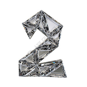 多边形数字2 2 3D号水晶三角字体插图多边形钻石魅力卡片宝石婚礼艺术数字宝藏背景