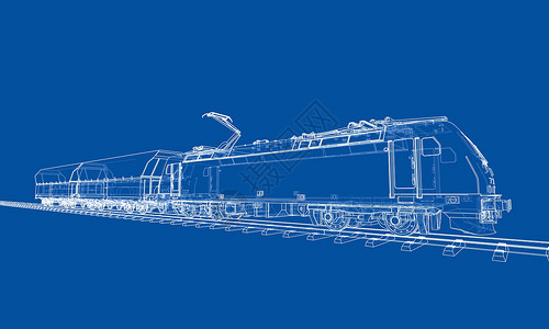 素描图现代火车概念 韦克托铁路旅行素描海报多边形创新3d引擎速度技术设计图片