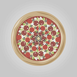 我怎么辣么可爱平面样式比萨配料 它制作图案矢量图插画