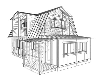 半灰泥房子房子素描  3 的矢量渲染结构房屋设计师绘画建造住房商业草图建筑学项目设计图片