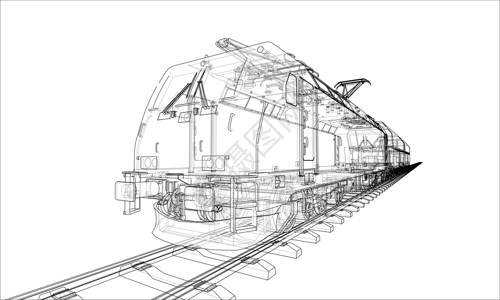 火车素描素材火车线框线框高清图片