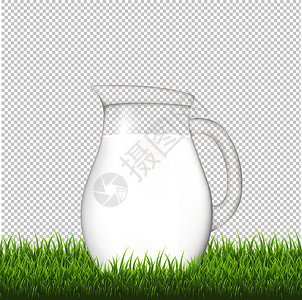 牛奶边框水罐与草边框透明背景牛奶植物农场农业花朵天空区系玻璃洋甘菊瓶子插画