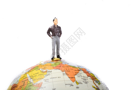 人类在地球的顶端男人地圈行星木偶领导者塑像地理背景图片
