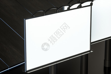 3d 渲染空白广告板在夜景中天空展览小样路标星星商业民众展示长方形营销背景图片