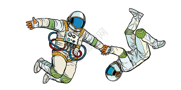八零年代情侣相爱宇航员牵手套装星星飞行技术先锋旅行冒险重力轨道天文学设计图片