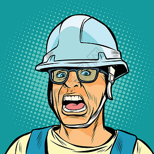 戴头盔的工人戴头盔尖叫的工人 惊吓的危险设计图片