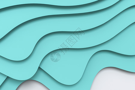 3d渲染多层剪纸插画背景假期渲染海浪小路等级折纸艺术插图工艺3d背景图片