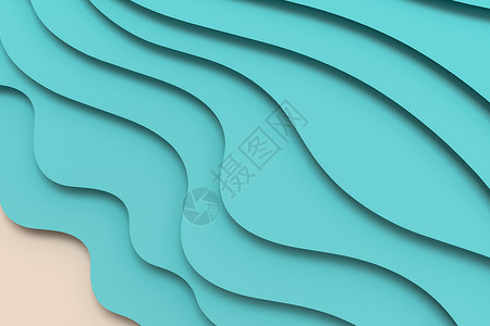 3d渲染多层剪纸插画背景卡通片插图海洋卡片制度纸板海浪3d曲线折纸背景图片