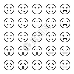 表情评价图标白色背景中孤立的时髦平板风格的简单情感图标设计图片