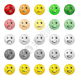 表情评价图标表情符号平面图标集 三维矢量图 快乐 悲伤和心情 投票比例图标设置设计图片
