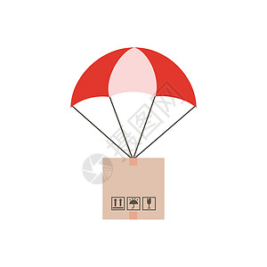 降落伞卡通卡通平面风格的送货服务概念技术仓库横幅火箭物流插图降落伞运输信息邮政背景